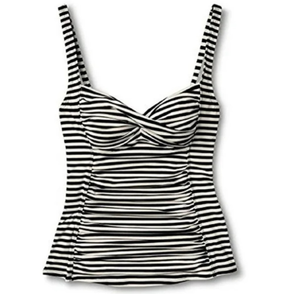 B14 Merona stripe twisted bodice ruched long tankini swimsuit top. Large